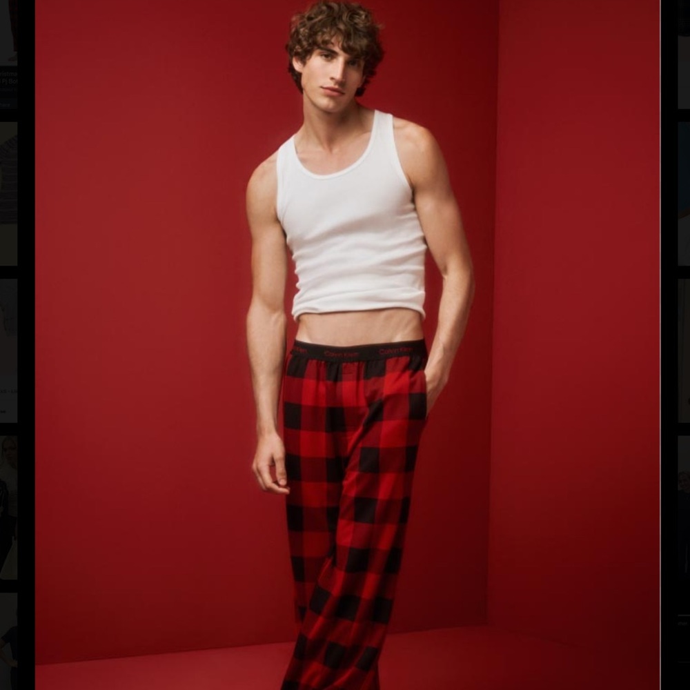 Men’s Red and Black Plaid Pajama Pants